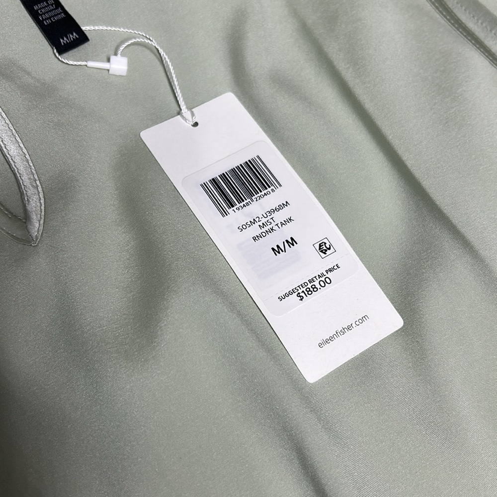 NWT Eileen Fisher mist silk spandex round crew neck sleeveless top - Picture 10 of 10